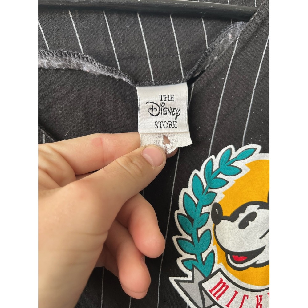 Vintage Disney Store Mickey Mouse Shirt‎ Mens Extra Large Pinstripe Baseball 90s - Picture 2 of 6